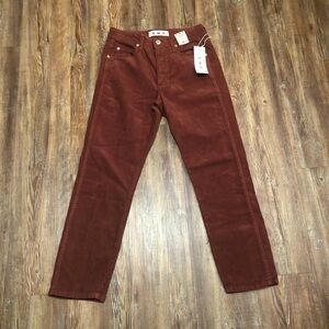 AMO Pants Women's 26 Chelsea Crop Relaxed High Rise Slim Fit Corduroy NWT